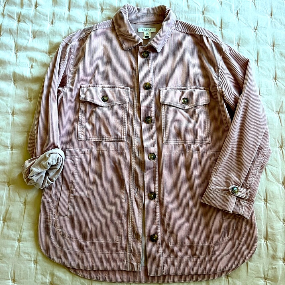 Madewell Pink Cord Oversized Shirt Jacket - XS